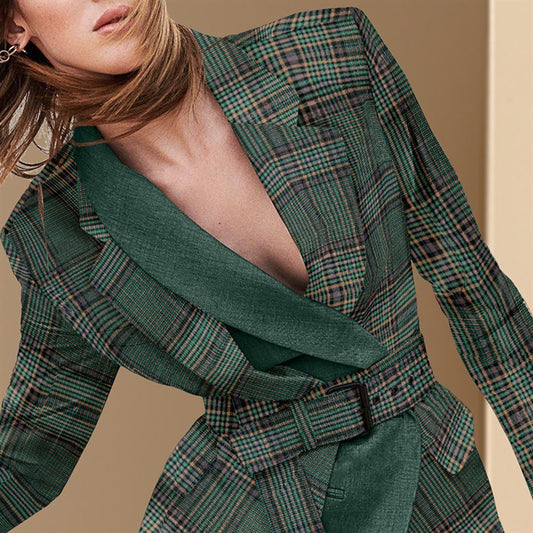 European And American Fashion Plaid Small Suit Jacket