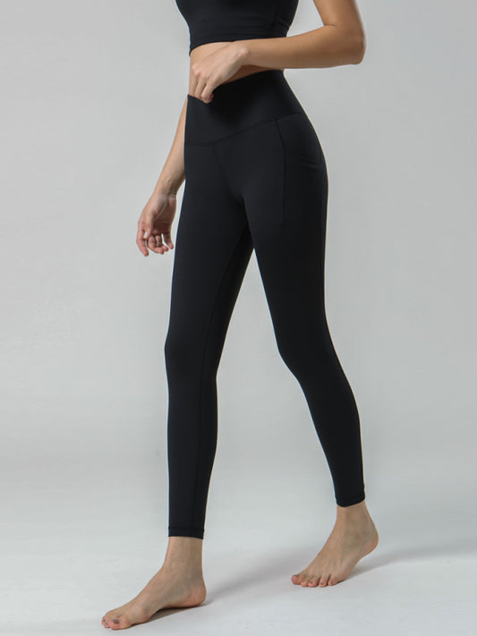 Double Sided High Waist Pocket Sports Yoga Pants