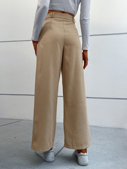 Straight Solid Color Casual Pants