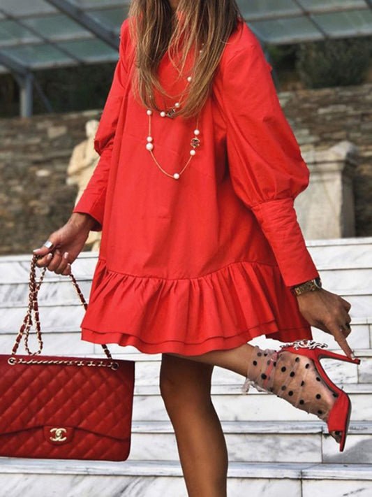 Loose Fashionable And Simple Solid Color Dress
