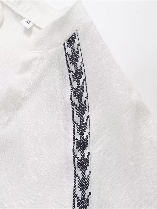 Fashionable Versatile Cross-Stitch Personalized Contrasting Shirt