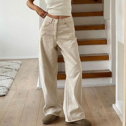 Casual Pocket Mercerized Satin Cargo High Waist Floor Mopping Pants