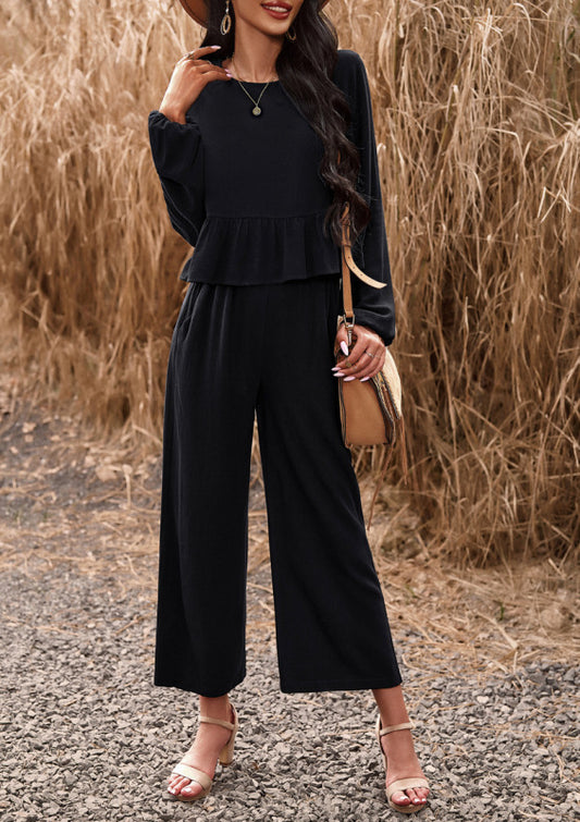 Temperament Casual Suit Long-Sleeved Top Loose Trousers