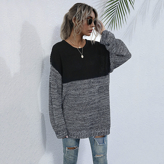 Mid-Length Long Sleeve Knitted Sweater