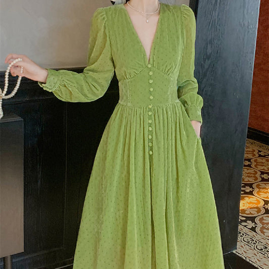 Fashionable Green Waist Dress