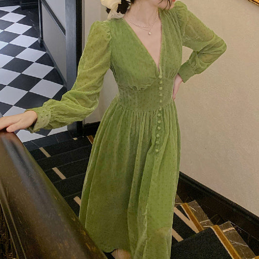 Fashionable Green Waist Dress