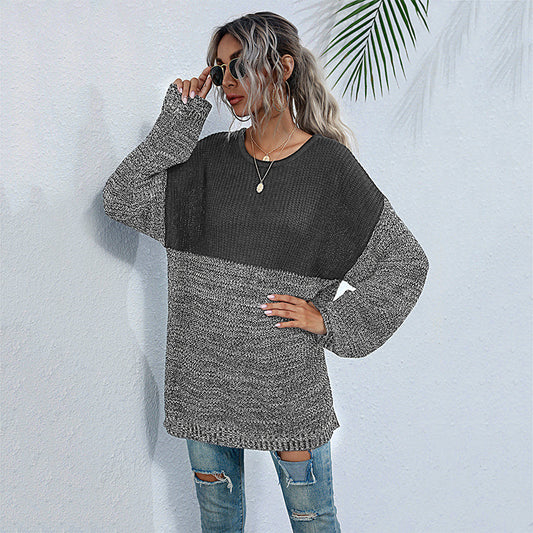 Mid-Length Long Sleeve Knitted Sweater