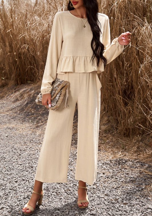 Temperament Casual Suit Long-Sleeved Top Loose Trousers